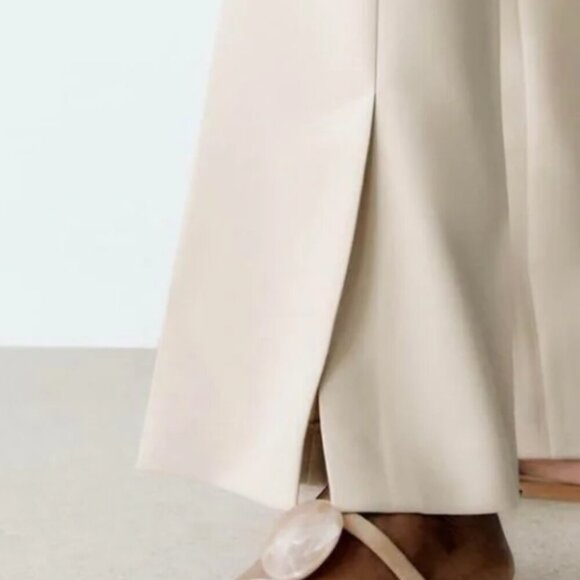 Zara High Waisted Straight Leg Side Slits Dress Pant NWT Size XXL Red Burgundy - Picture 14 of 15